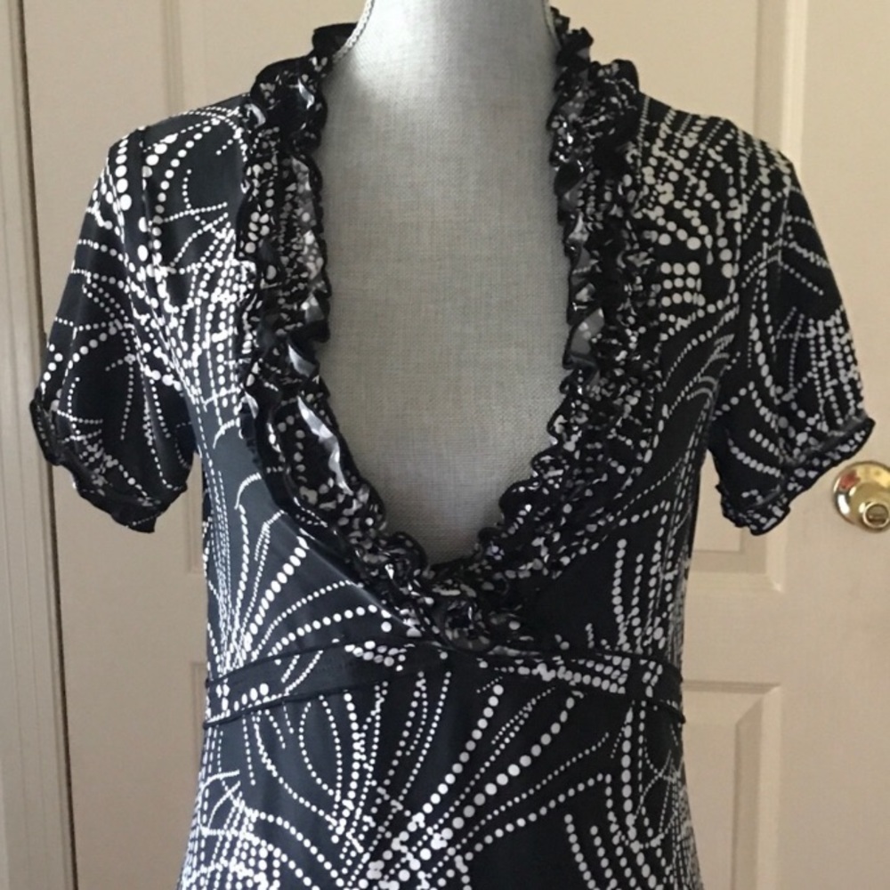 Classic BCBGMAXAZRIA Ruffle Print Dress
